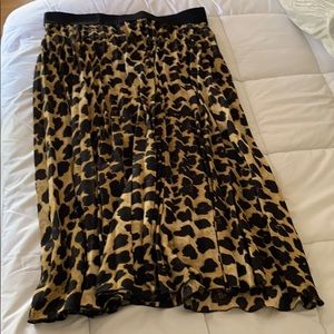 ZARA Leopard Pleated Midi Skirt